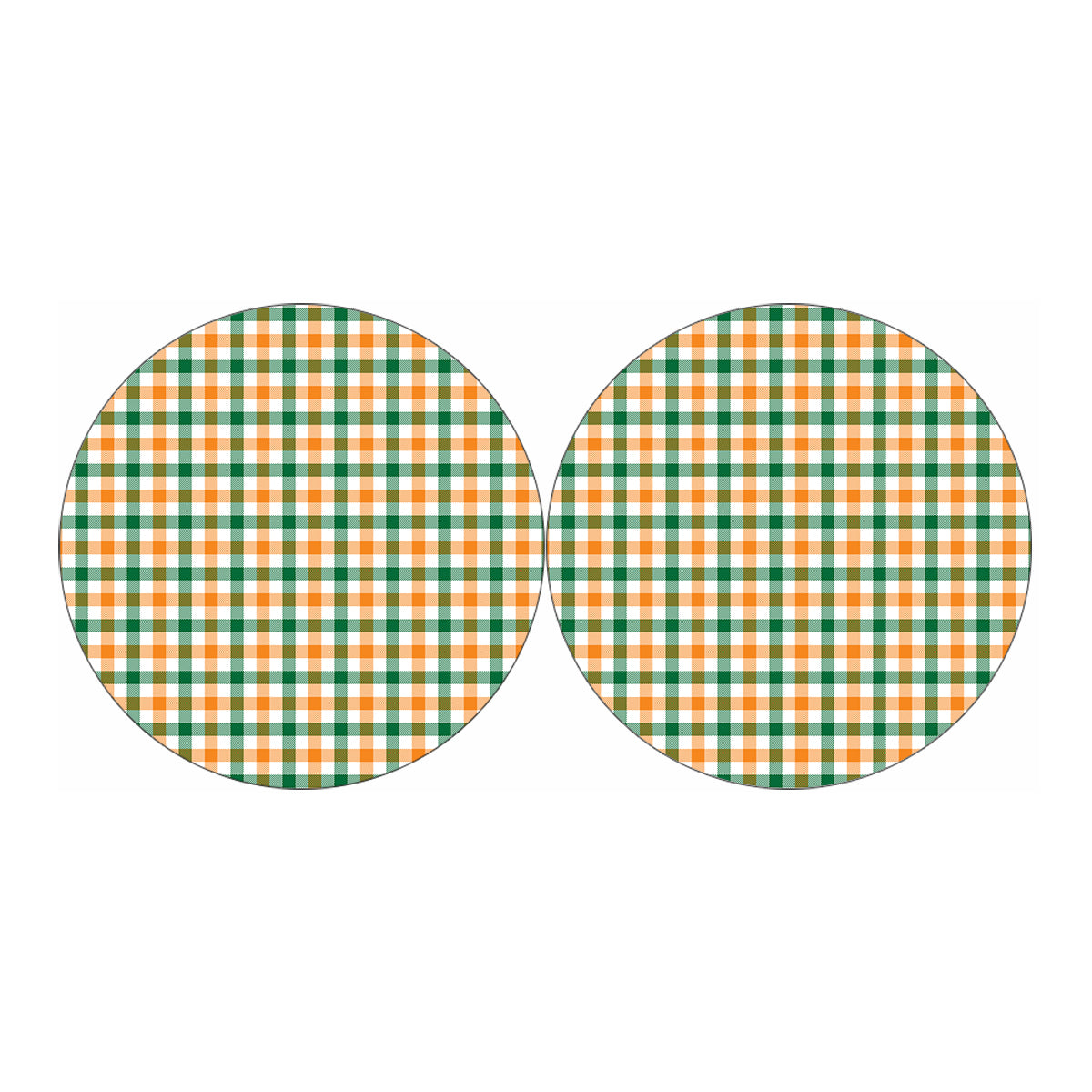 White Orange And Green Plaid Print Car Coasters