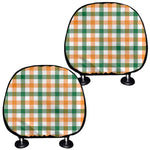 White Orange And Green Plaid Print Car Headrest Covers