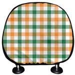 White Orange And Green Plaid Print Car Headrest Covers