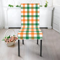 White Orange And Green Plaid Print Dining Chair Slipcover