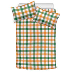 White Orange And Green Plaid Print Duvet Cover Bedding Set