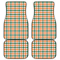 White Orange And Green Plaid Print Front and Back Car Floor Mats