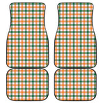 White Orange And Green Plaid Print Front and Back Car Floor Mats