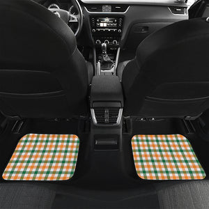 White Orange And Green Plaid Print Front and Back Car Floor Mats
