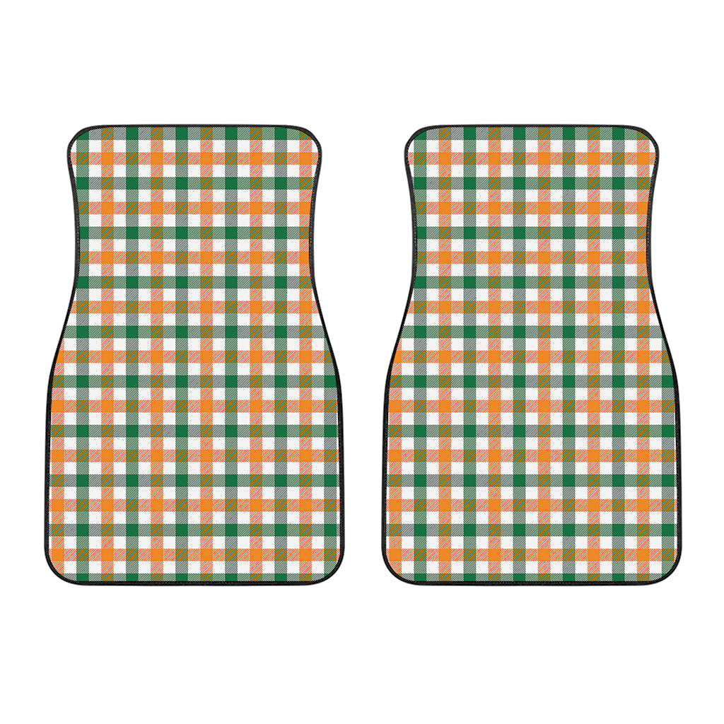 White Orange And Green Plaid Print Front Car Floor Mats