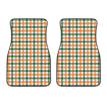 White Orange And Green Plaid Print Front Car Floor Mats
