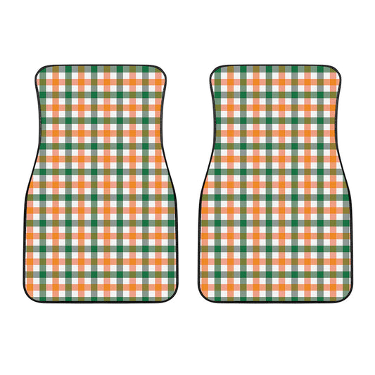 White Orange And Green Plaid Print Front Car Floor Mats