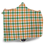 White Orange And Green Plaid Print Hooded Blanket