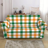 White Orange And Green Plaid Print Loveseat Slipcover