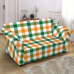 White Orange And Green Plaid Print Loveseat Slipcover