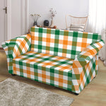 White Orange And Green Plaid Print Loveseat Slipcover