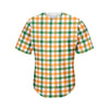 White Orange And Green Plaid Print Men's Baseball Jersey