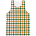White Orange And Green Plaid Print Men's Tank Top