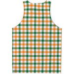 White Orange And Green Plaid Print Men's Tank Top