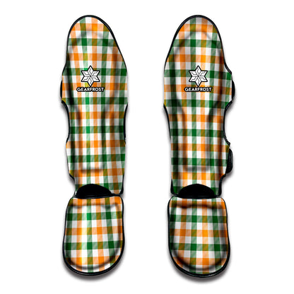 White Orange And Green Plaid Print Muay Thai Shin Guard