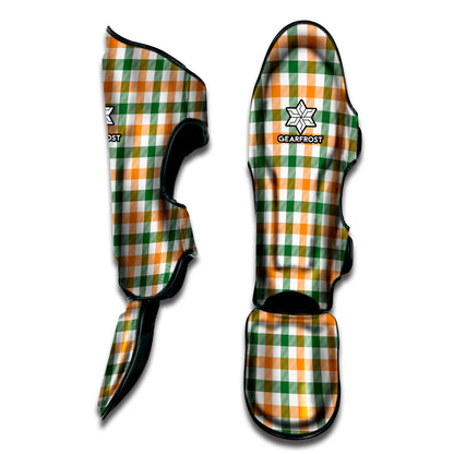 White Orange And Green Plaid Print Muay Thai Shin Guard