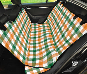 White Orange And Green Plaid Print Pet Car Back Seat Cover