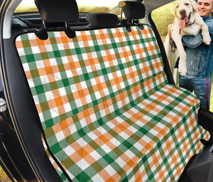 White Orange And Green Plaid Print Pet Car Back Seat Cover