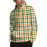 White Orange And Green Plaid Print Pullover Hoodie
