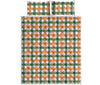 White Orange And Green Plaid Print Quilt Bed Set