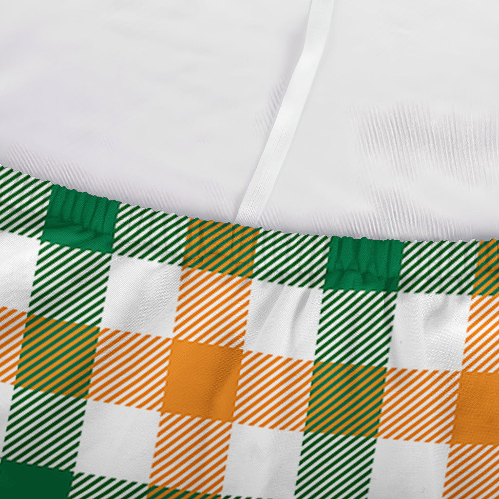White Orange And Green Plaid Print Sofa Cover