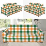 White Orange And Green Plaid Print Sofa Slipcover