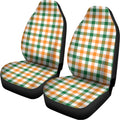 White Orange And Green Plaid Print Universal Fit Car Seat Covers