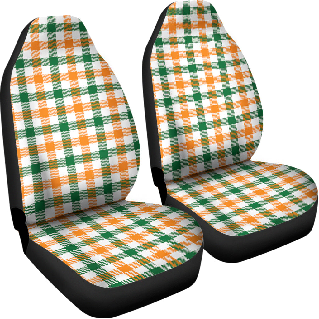 White Orange And Green Plaid Print Universal Fit Car Seat Covers