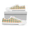 White Orange And Green Plaid Print White Low Top Shoes