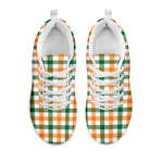 White Orange And Green Plaid Print White Sneakers