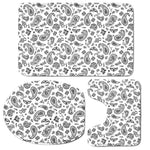 White Paisley Bandana Pattern Print 3 Piece Bath Mat Set
