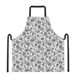 White Paisley Bandana Pattern Print Apron