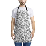 White Paisley Bandana Pattern Print Apron