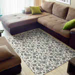White Paisley Bandana Pattern Print Area Rug