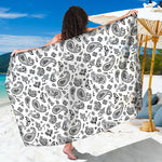White Paisley Bandana Pattern Print Beach Sarong Wrap