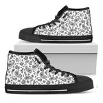 White Paisley Bandana Pattern Print Black High Top Shoes