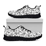 White Paisley Bandana Pattern Print Black Sneakers