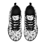 White Paisley Bandana Pattern Print Black Sneakers