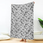 White Paisley Bandana Pattern Print Blanket