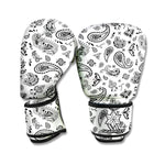 White Paisley Bandana Pattern Print Boxing Gloves
