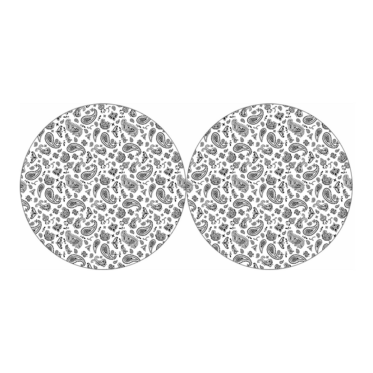 White Paisley Bandana Pattern Print Car Coasters