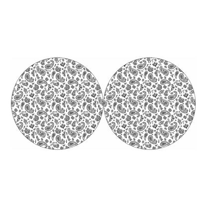 White Paisley Bandana Pattern Print Car Coasters