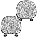 White Paisley Bandana Pattern Print Car Headrest Covers