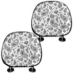 White Paisley Bandana Pattern Print Car Headrest Covers