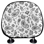 White Paisley Bandana Pattern Print Car Headrest Covers
