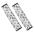 White Paisley Bandana Pattern Print Car Seat Belt Covers