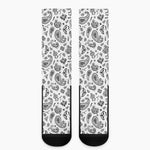 White Paisley Bandana Pattern Print Crew Socks