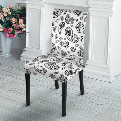 White Paisley Bandana Pattern Print Dining Chair Slipcover