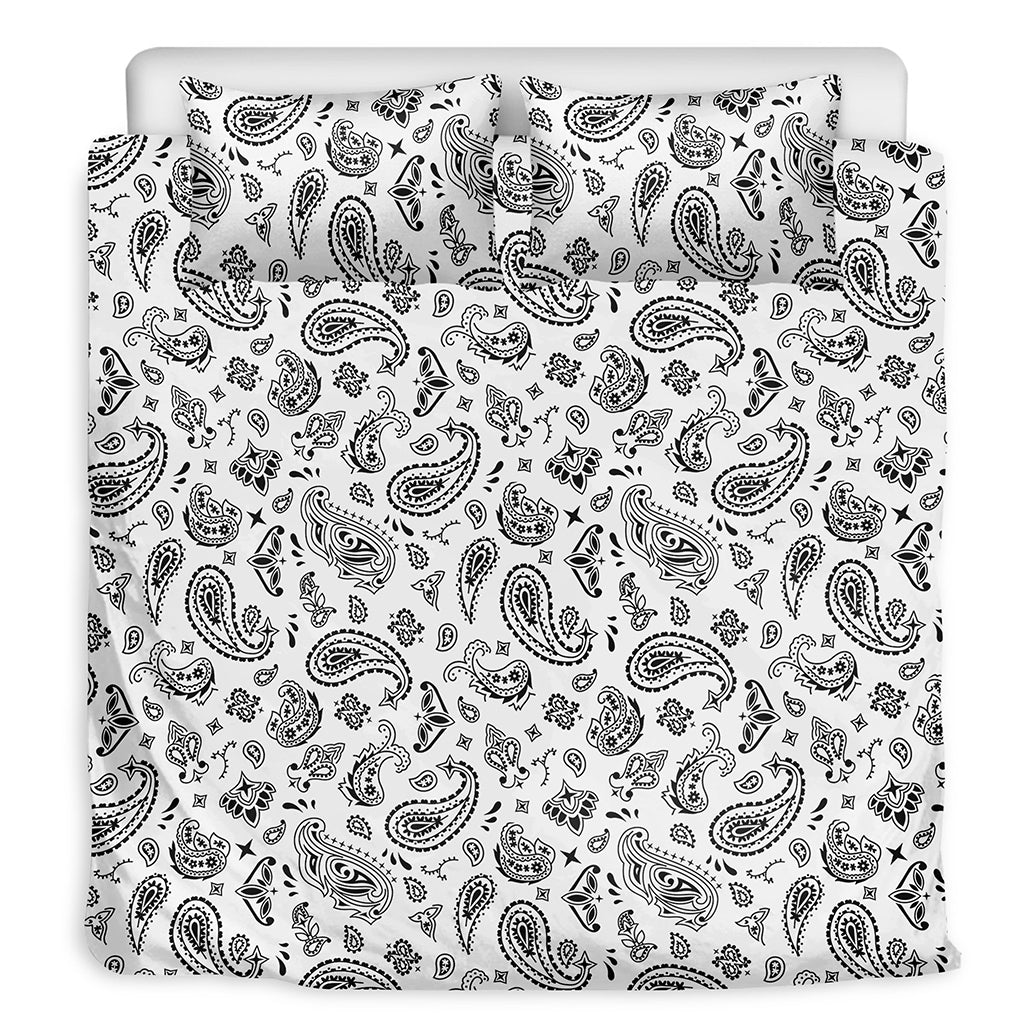 White Paisley Bandana Pattern Print Duvet Cover Bedding Set