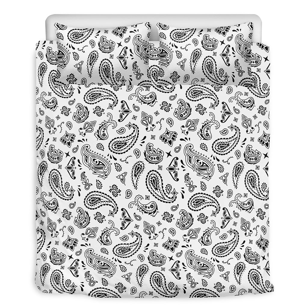 White Paisley Bandana Pattern Print Duvet Cover Bedding Set